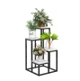 Поставка за растения, 4 нива, дърво и стомана, бяло и черно, 34x34x70, снимка 1