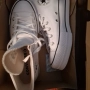 Women Converse бели високи кожени кецове Chuck Taylor All Star Seasonal Leather Lift High Top White, снимка 5