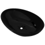 Луксозна керамична мивка, овална, черна, 40 х 33 см(SKU:140675, снимка 1 - Мивки - 44580190