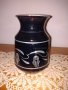 Красива тъмно синя керамична ваза със сребърни орнаменти, снимка 1 - Вази - 41709762
