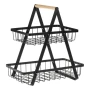 Метален рафт на две нива, Черен, 30x18x32 см., снимка 1