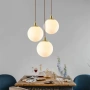 Висяща лампа глобус „Opal Globe“ – стъклена сфера с меко дифузно осветление и метални акценти, снимка 4