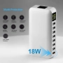 60W 8-портова USB зарядна станция с дисплей,захран адапт  с 18W Quick Charge 3.0 порт , снимка 4