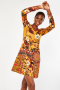 Африкански мотив жълта рокля с дълъг ръкав, снимка 2