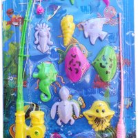Детска играчка комплект Въдица с риби, резервна пръчка, кепче 14 части, снимка 1 - Други - 34007870