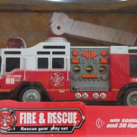 Голяма пожарна с 3Д светлини, звуци и дистанционно управление 3D, снимка 1 - Коли, камиони, мотори, писти - 40047187