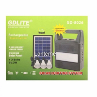 Комплект зарядно със слънчев панел Automat, GD8026, 3 LED крушки, 6V, 4 Ah, снимка 1 - Къмпинг осветление - 36263413