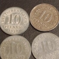 Четири монети 10 DEUTCHES REICH PFENNIG различни години за КОЛЕКЦИЯ 31529, снимка 1 - Нумизматика и бонистика - 44287870