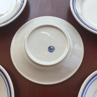 5 бр. бели порцеланови чинии със син кант, снимка 5 - Чинии - 41632233