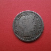 Рядка сребърна монета 1 дайм 1897 САЩ, снимка 2 - Нумизматика и бонистика - 41866690