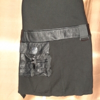 CARELL THOMAS M Черна рокля от трико и кожа с долна талия , снимка 9 - Рокли - 36060120