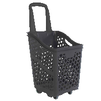 ПРОМО!!! PVC Сива кошница за пазаруване с колела, 75 литра, снимка 3 - Оборудване за магазин - 44838001