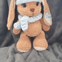 Плетено зайче с бебешка плюшена прежда , снимка 1 - Плюшени играчки - 39555497