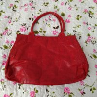 Червена чанта от естествена кожа , снимка 3 - Чанти - 41726843