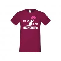 Мъжка тениска Свети Валентин My Cat Is My Valentine 2, снимка 5 - Тениски - 35715798