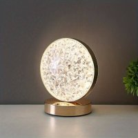 LED кристална декоративна настолна лампа, сензорна, трицветна, затъмняваща, снимка 1 - Лед осветление - 42454346