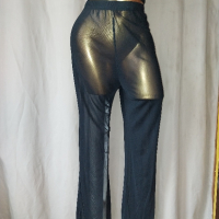 XL/ XXL Черен еластичен, ефирен панталон , снимка 7 - Панталони - 44773369