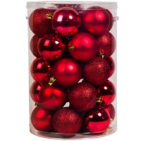 30 броя Комплект Червени Коледни Топки , снимка 1 - Други стоки за дома - 42670995