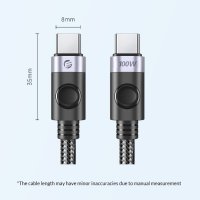 Orico кабел Cable USB C-to-C PD 100W Charging 1.5m Black - C2CZ-BK-15 - 24 месеца гаранция, снимка 17 - Кабели и адаптери - 41291662