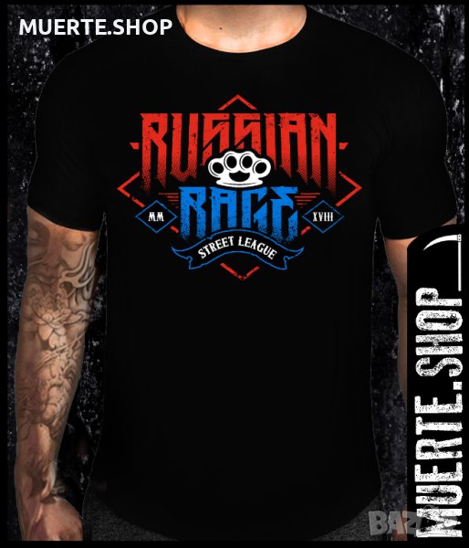 Черна тениска с щампа RUSSIAN RAGE, снимка 1