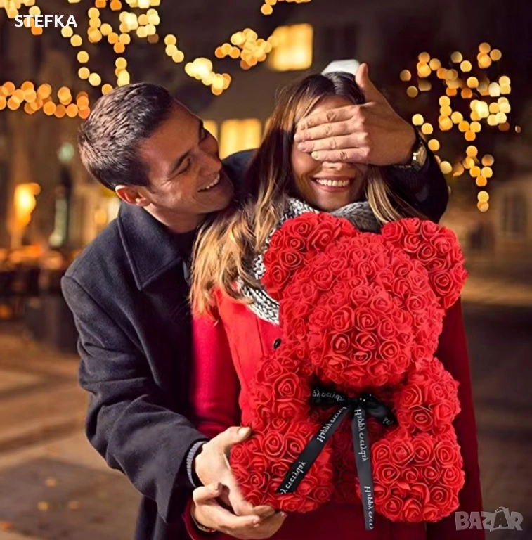 LED рози - подарък за мама, момиче, баба - комплект вечни рози 25 см, снимка 1