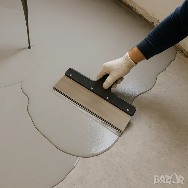 Полагане на саморазливна замазка – равна и здрава основа, снимка 1