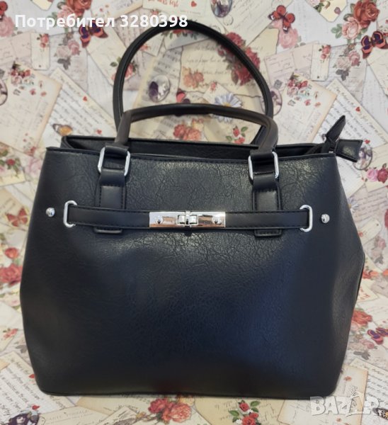 Дамска чанта в черен цвят с две отделения, снимка 1