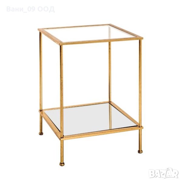 Помощна масичка в златисто-метал и стъкло , снимка 1