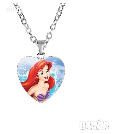 Малката Русалка Ариел сърце лампа Детско колие синджир гердан, снимка 1
