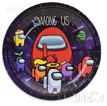Амонг Ус Ъс Among Us 8 бр големи парти чинии чинийки рожден ден, снимка 1