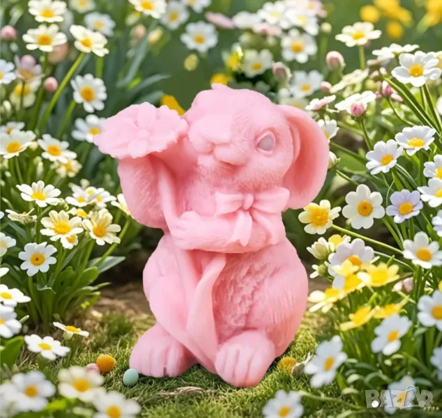 Молд заек с цвете, снимка 1