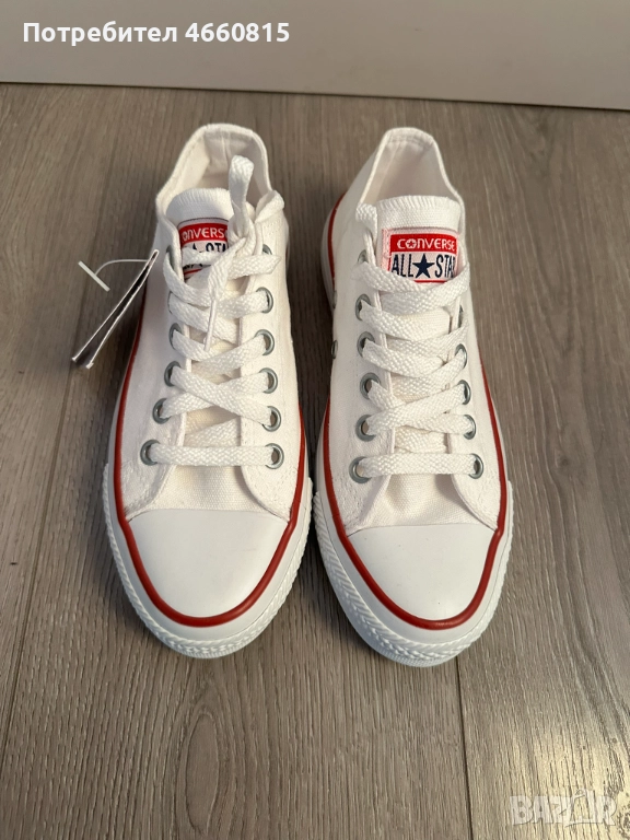 Дамски обувки кецове Converse стил – бели, нови, размер 38, снимка 1