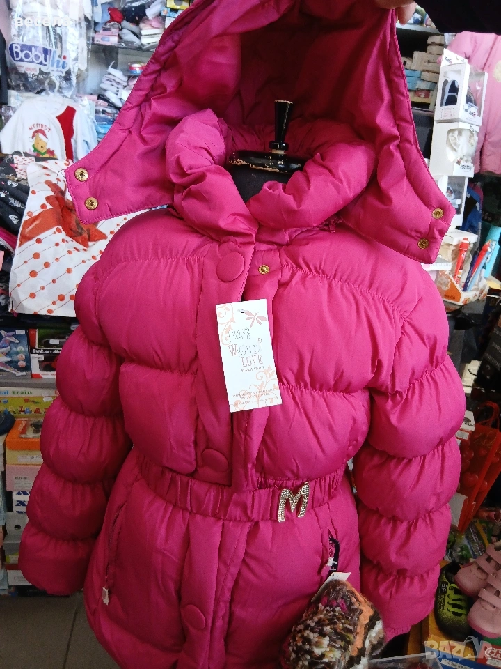 топло зимно яке за момичета дълъг модел,цвят циклама, снимка 1