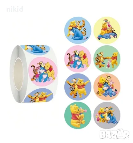 100 бр Мечо Пух приятели Йори малки самозалепващи лепенки стикери за ръчна изработка за подарък , снимка 1
