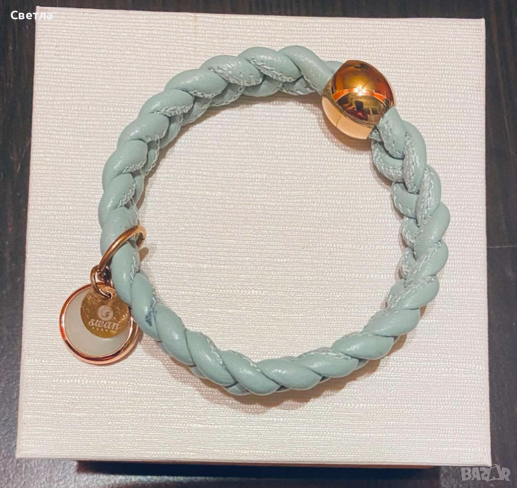 Елегантна Нова Гривна Swan Pearls SW008BE,20см,Au покритие, Естествена кожа, Перфектен подарък, снимка 1