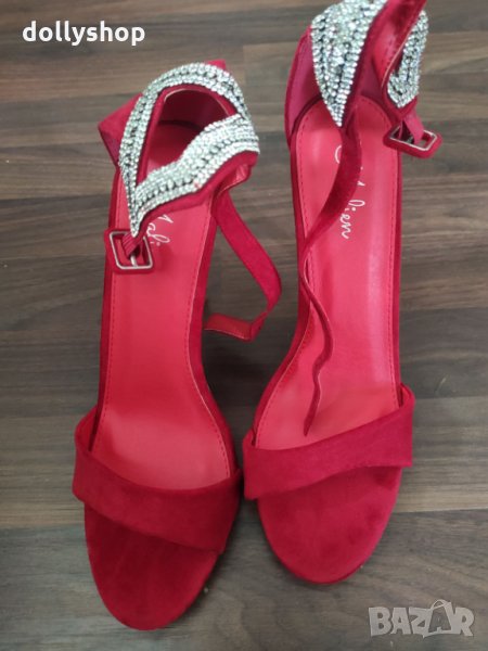 Червени Дамски Обувки на ток, снимка 1