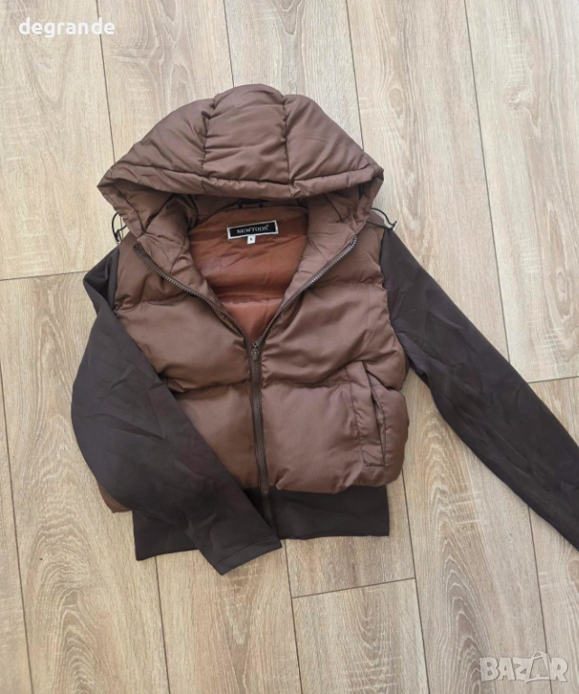 Дамско късо яке в Кафяво Черно и Бяло, снимка 1