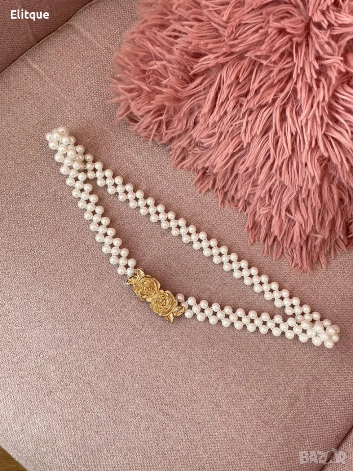 колан с перли и рози , снимка 1