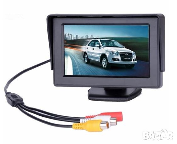 4.3"TFT Цветен Монитор за 2Камери Кола DVD Автомобилен Екран GPS Навигация Видеонаблюдение Паркиране, снимка 1
