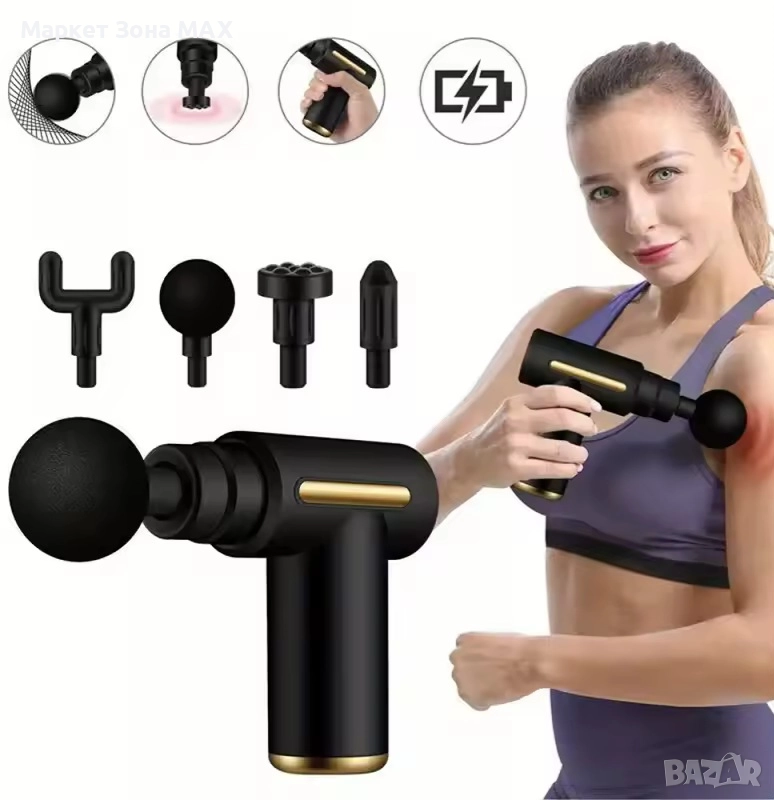 2026 Оригинален Масажор за цяло тяло Massage Gun – ефективно облекчение и релакс 5 скорости, снимка 1