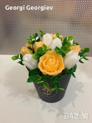 цветя изработени с глицеринов ароматен сапун и Българска роза 🌹 Стара Загора Център., снимка 2 - Изкуствени цветя - 52838911