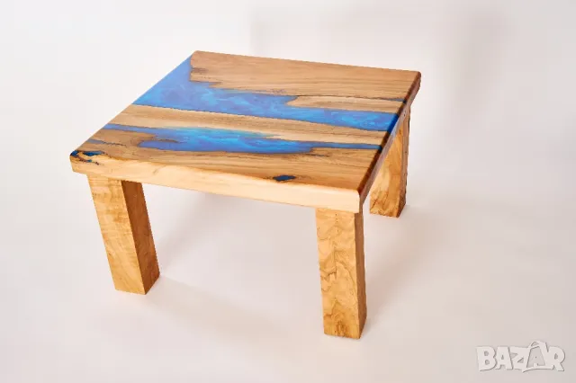 Помощна маса от маслина и епоксидна смола, снимка 2 - Маси - 47595357