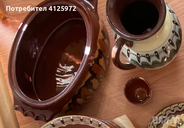 Комплект битова керамика с троянска - кана, чашка, снимка 2 - Чинии - 50150688