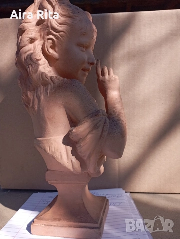 Френски теракотен бюст., снимка 2 - Антикварни и старинни предмети - 53780023