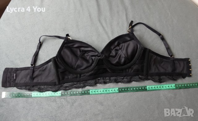 75В черен кожен сутиен/бюстие с дантела на чашките и подгръдната част., снимка 14 - Корсети, бюстиета, топове - 41580522