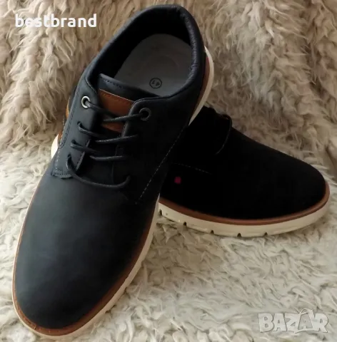 Мъжки спортно-елегантни обувки от изкуствен кожа, с връзки, код 678/45 