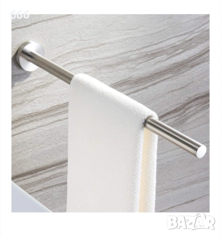 Държач за кърпи, QttvbTna, неръждаема стомана, 40,2x5x1,9 см, сребрист, снимка 4 - Други стоки за дома - 53314408