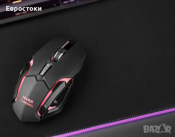 Безжична мишка Mars Gaming MMW, геймърска мишка с RGB Flow осветление, 3200DPI, USB, цвят: черно, снимка 5 - Клавиатури и мишки - 48722412