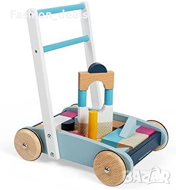 Нова Устойчива дървена проходилка Bigjigs Toys за бебе 1+ Играчки за бутане малко дете, снимка 4 - Други - 41285652