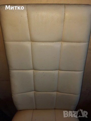 Бели кожени трапезни столове с желязна основа, снимка 8 - Столове - 53445328
